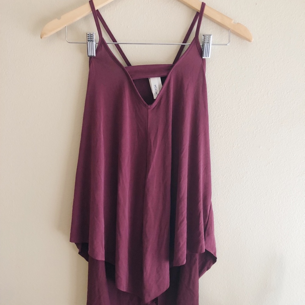 Maroon tank top with cutout detail